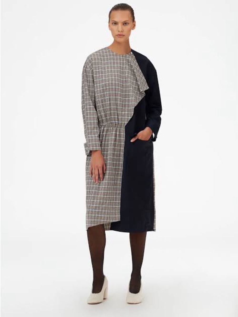 Tibi Sana check colorblock midi dress, size 10